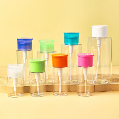 زجاجة مزيل مكياج بلاستيكية شفافة للحيوانات الأليفة، زجاجة مضخة لإزالة مكياج العيون وطلاء الأظافر