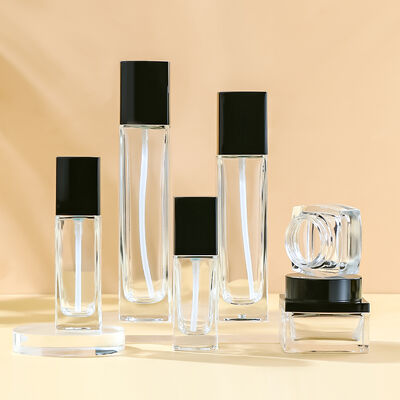 علبة زجاجية تجميلية قابلة للتعديل وقائية من التسرب وصديقة للبيئة لمجموعة عبوات العناية بالبشرة المتميزة